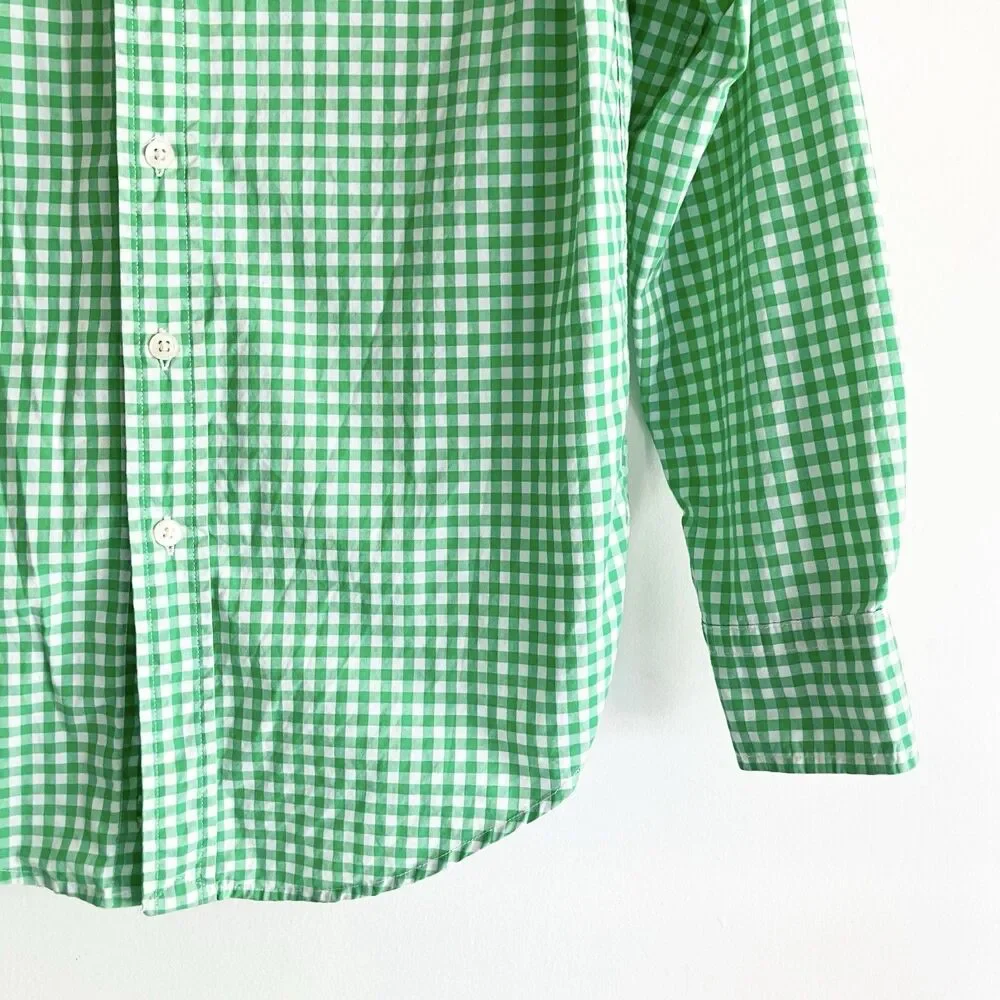 Ralph Lauren Gingham Shirt Boys Size 10-12 Green Button Down Long Sleeve Spring